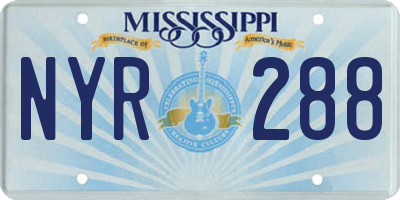 MS license plate NYR288