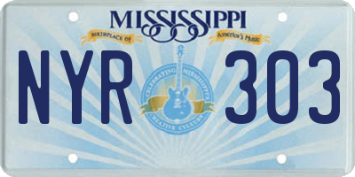 MS license plate NYR303