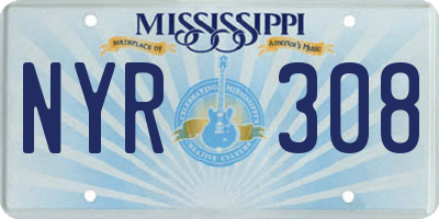 MS license plate NYR308