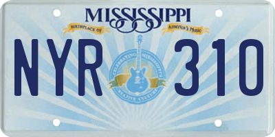 MS license plate NYR310