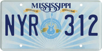 MS license plate NYR312