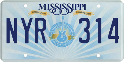 MS license plate NYR314