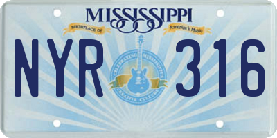 MS license plate NYR316