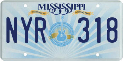 MS license plate NYR318