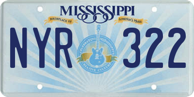 MS license plate NYR322