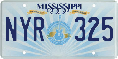 MS license plate NYR325