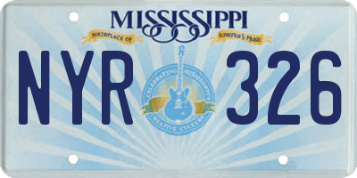 MS license plate NYR326