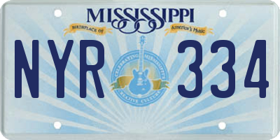 MS license plate NYR334