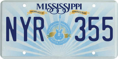 MS license plate NYR355