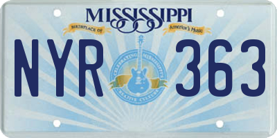 MS license plate NYR363