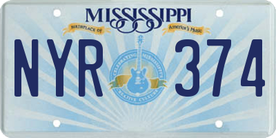 MS license plate NYR374
