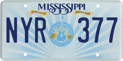 MS license plate NYR377