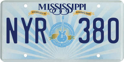 MS license plate NYR380