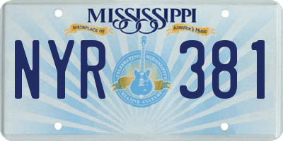 MS license plate NYR381