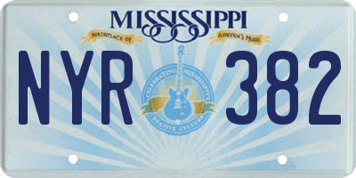 MS license plate NYR382