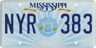 MS license plate NYR383