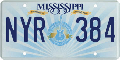 MS license plate NYR384