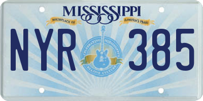 MS license plate NYR385