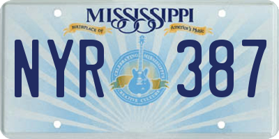 MS license plate NYR387