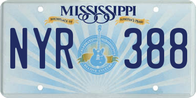 MS license plate NYR388