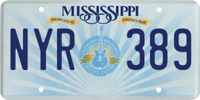 MS license plate NYR389