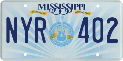 MS license plate NYR402
