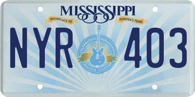 MS license plate NYR403
