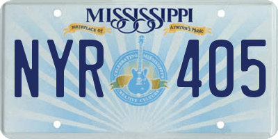 MS license plate NYR405