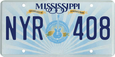 MS license plate NYR408