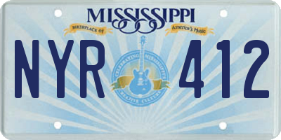 MS license plate NYR412