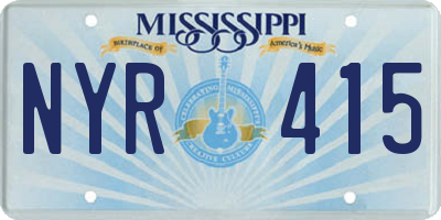 MS license plate NYR415