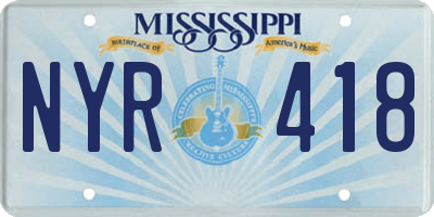 MS license plate NYR418