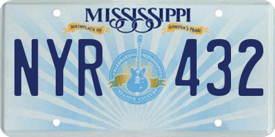 MS license plate NYR432