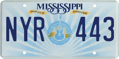 MS license plate NYR443