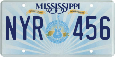 MS license plate NYR456