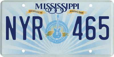 MS license plate NYR465