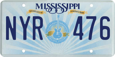 MS license plate NYR476