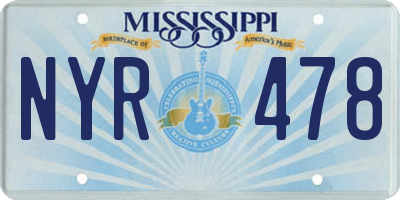 MS license plate NYR478