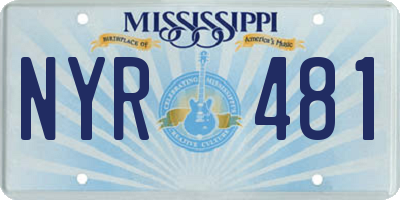MS license plate NYR481