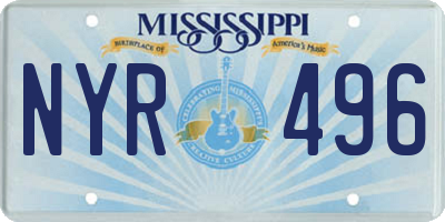 MS license plate NYR496