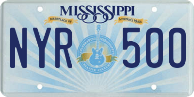 MS license plate NYR500
