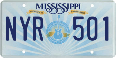 MS license plate NYR501