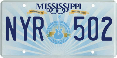 MS license plate NYR502