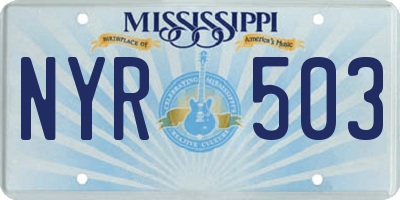 MS license plate NYR503