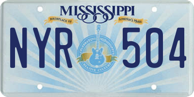 MS license plate NYR504