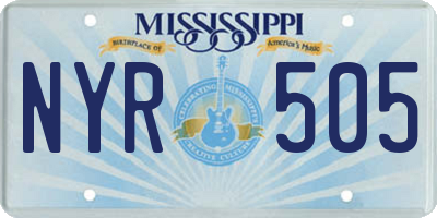 MS license plate NYR505