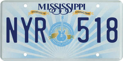 MS license plate NYR518