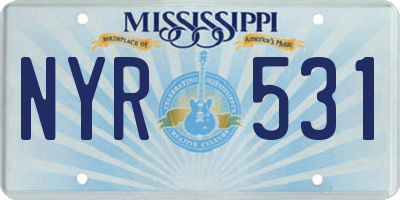 MS license plate NYR531