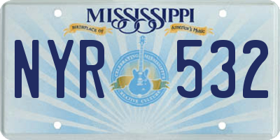 MS license plate NYR532