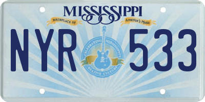 MS license plate NYR533
